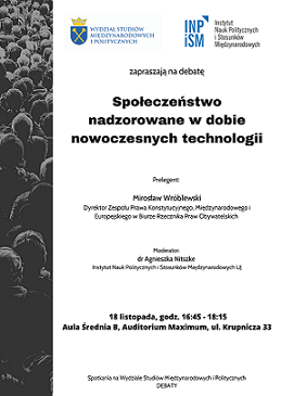 miniatura Invitation to the meeting: Społeczeństwo nadzorowane w dobie nowoczesnych technologii (A supervised society in the age of modern technologies)